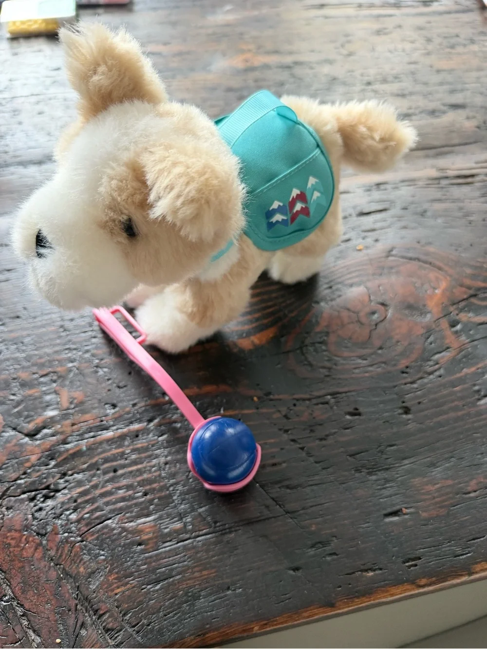 American Girl Plush Puppy with Teal Harness